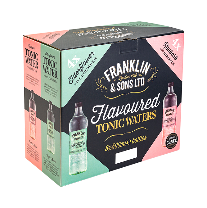 flavoured tonic water in a branded box