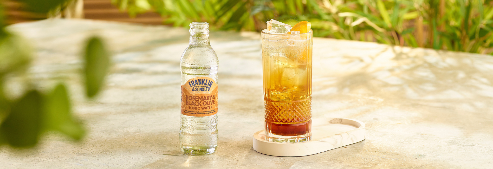 Mediterranean Spritz cocktail with Franklin & Sons Rosemary & Black Olive Tonic Water | Franklin & Sons